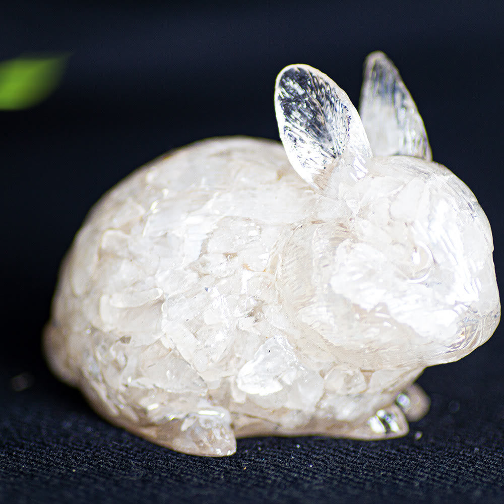 Olivenorma Crystal Bunny Figurine Gemstone Decoration - Clear Crystal - image 2