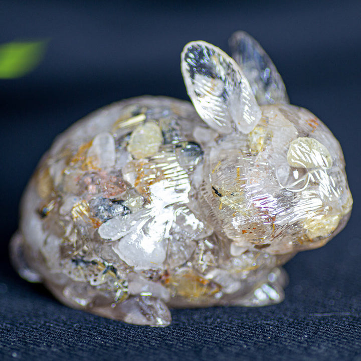 Olivenorma Crystal Bunny Figurine Gemstone Decoration - Gold Rutilated Quartz - image 28