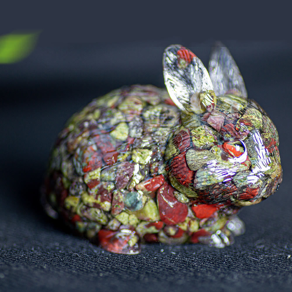 Olivenorma Crystal Bunny Figurine Gemstone Decoration - Unakite - image 42