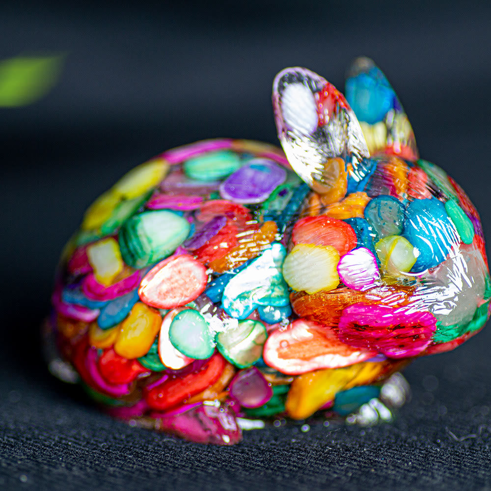 Olivenorma Crystal Bunny Figurine Gemstone Decoration - Rainbow Nacre - image 0