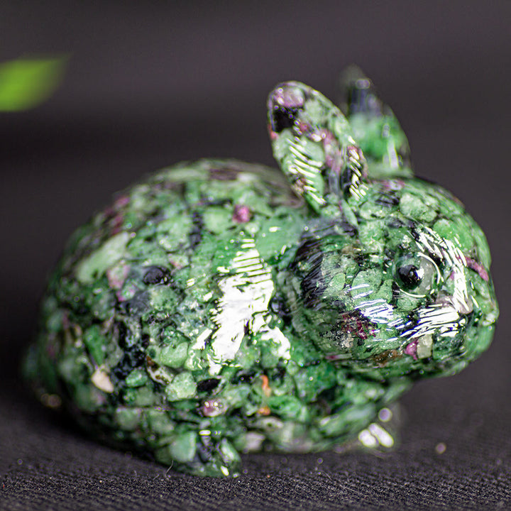 Olivenorma Crystal Bunny Figurine Gemstone Decoration - Ruby Zoisite - image 38