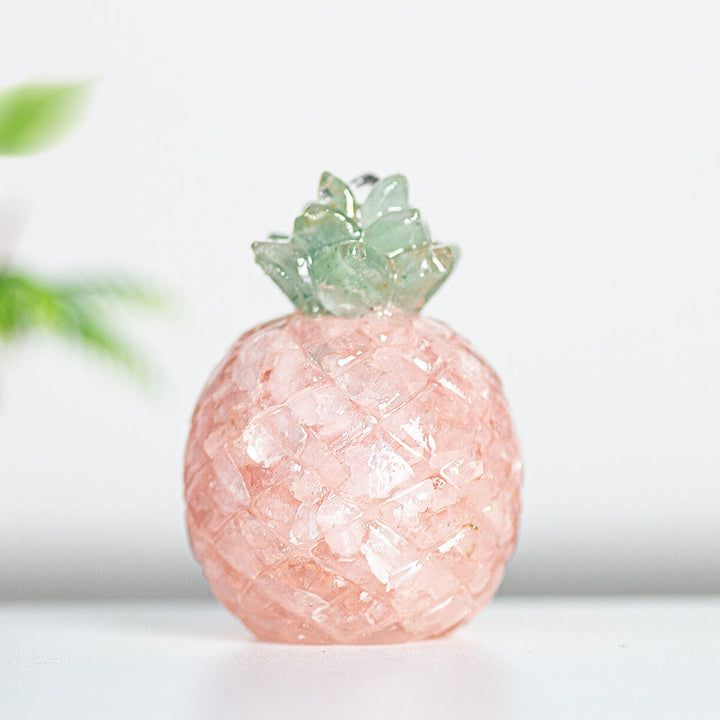 Olivenorma Crystal Golden Pineapple Gemstone Decoration - Rose Quartz - Style 2 - image 10