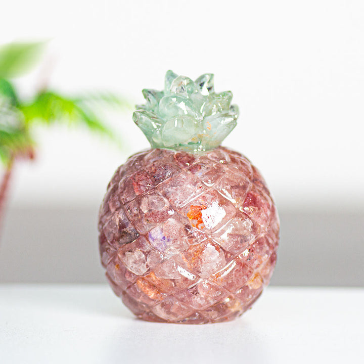 Olivenorma Crystal Golden Pineapple Gemstone Decoration - Strawberry Quartz - Style 2 - image 32