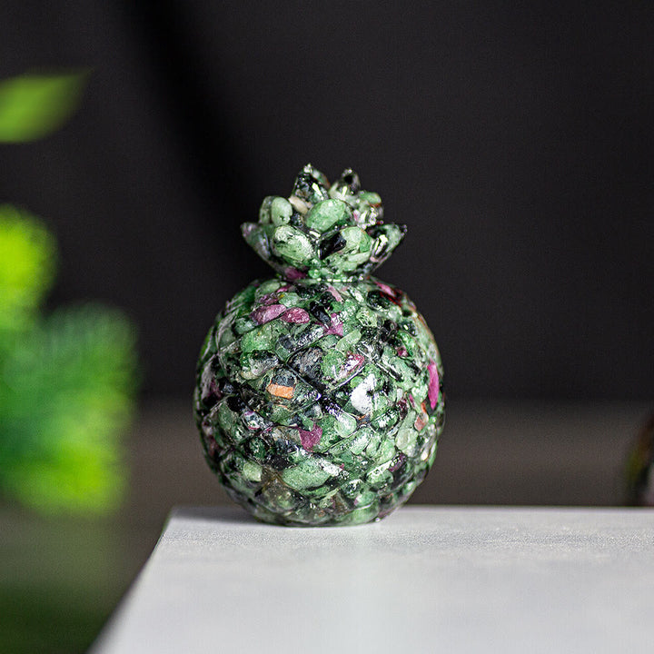 Olivenorma Crystal Golden Pineapple Gemstone Decoration - Ruby Zoisite - Style 1 - image 47