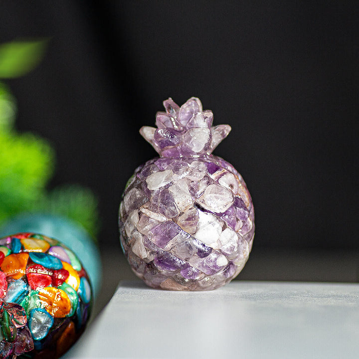 Olivenorma Crystal Golden Pineapple Gemstone Decoration - Lepidolite - Style 1 - image 12