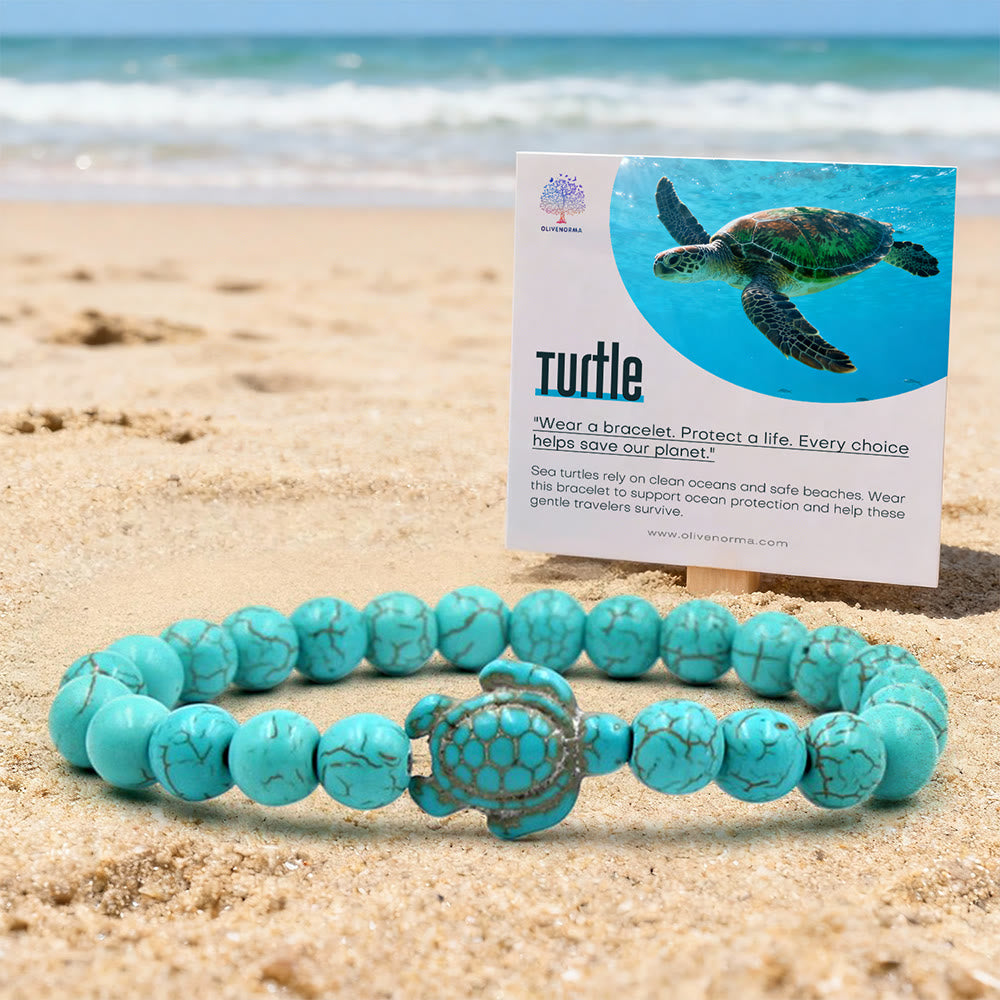 Olivenorma Sea Turtle Protection Bracelet with Card - Turquoise - With Card - image 0