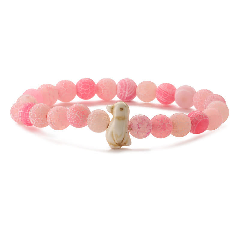 Olivenorma Penguin Habitat Protection Bracelet with Card - Pink Crackle Agate - With Card - image 8