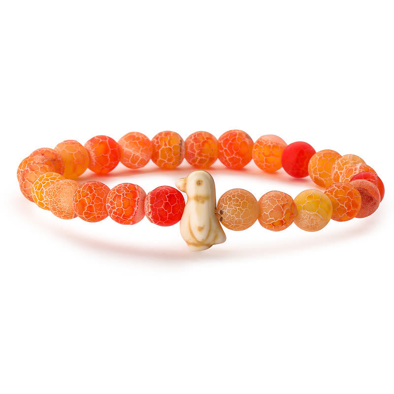 Olivenorma Penguin Habitat Protection Bracelet with Card - Orange Crackle Agate - With Card - image 3