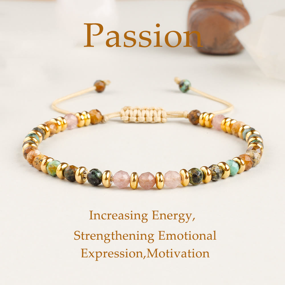 Olivenorma Strawberry Quartz Handwoven Bead Bracelet - Natural Stone - image 0