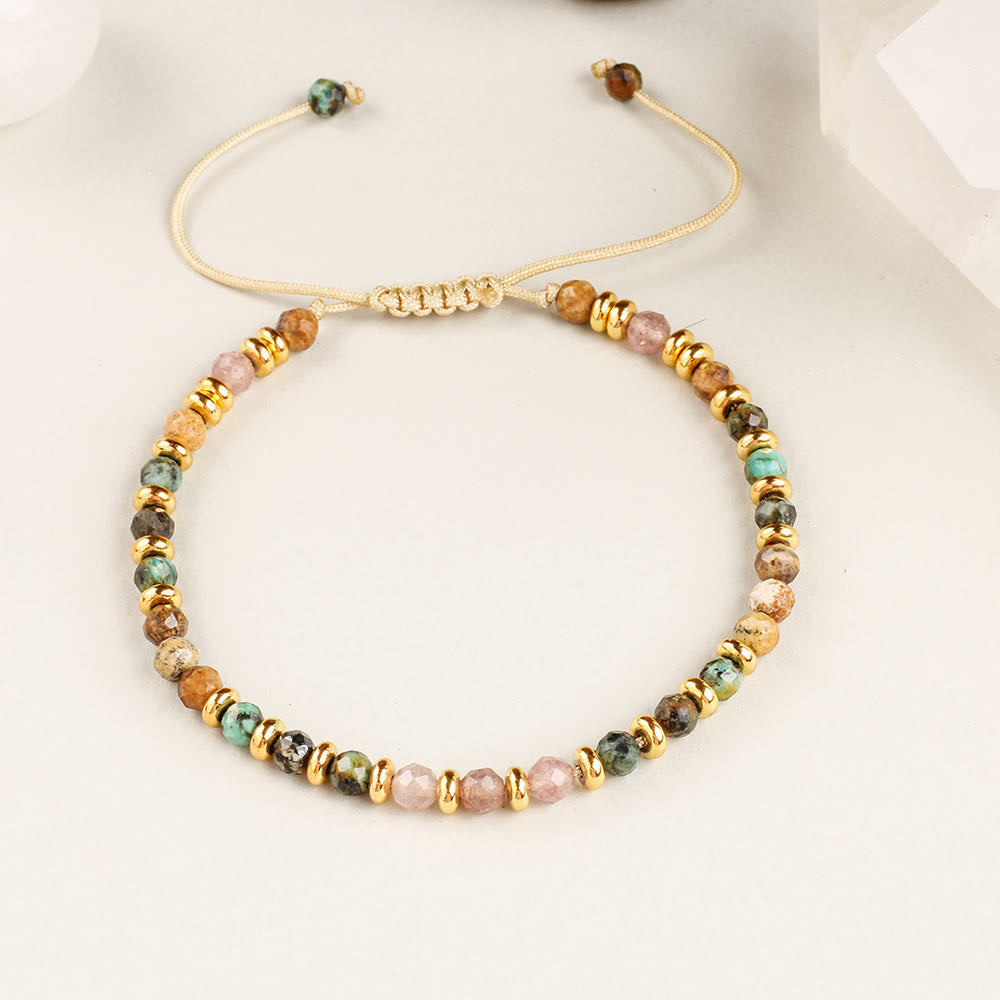 Olivenorma Strawberry Quartz Handwoven Bead Bracelet - image 1