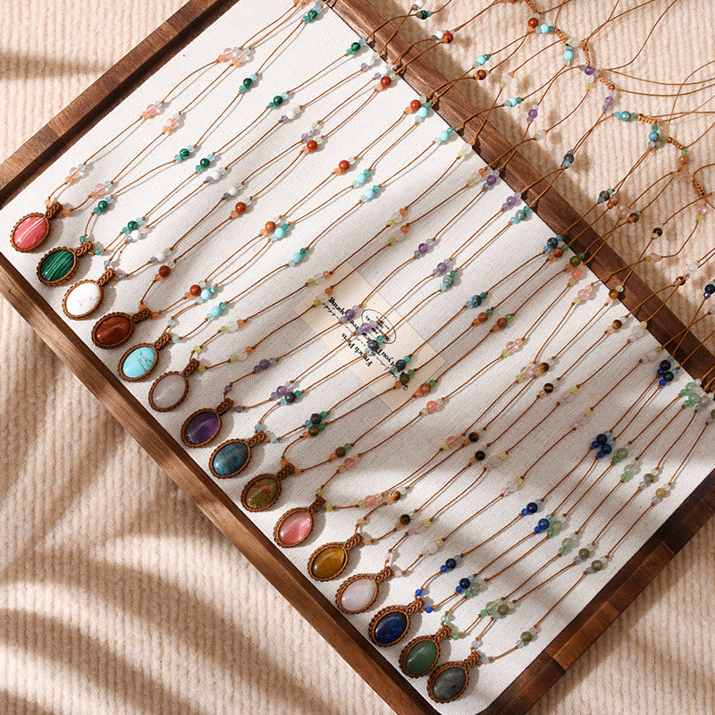 Olivenorma Multicolor Stone Wax Cord Handmade Necklace - image 0