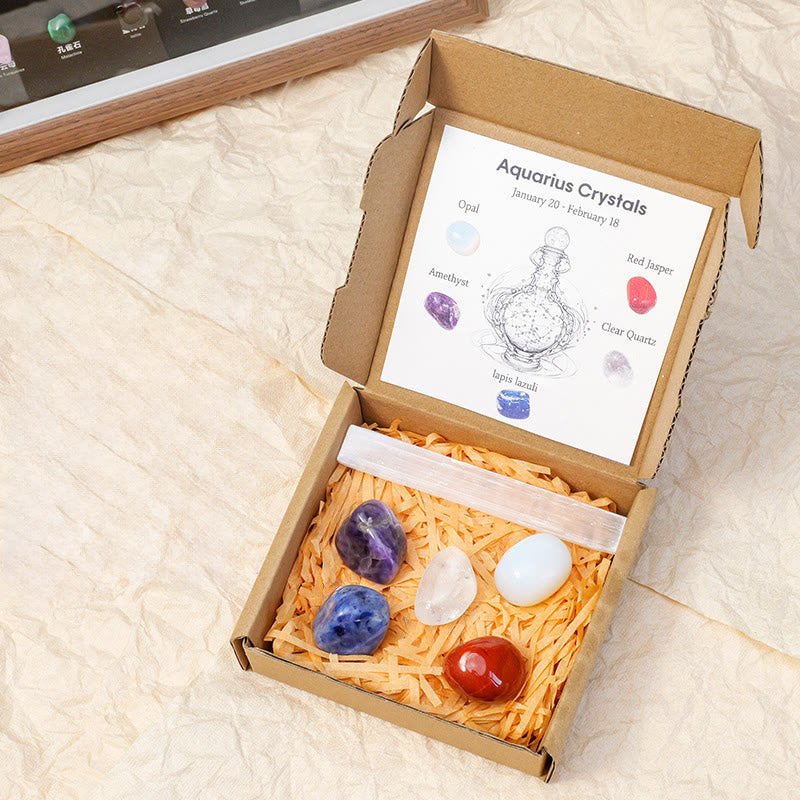 Olivenorma Zodiac Crystal Raw Stone Healing Set - Aquarius - image 5