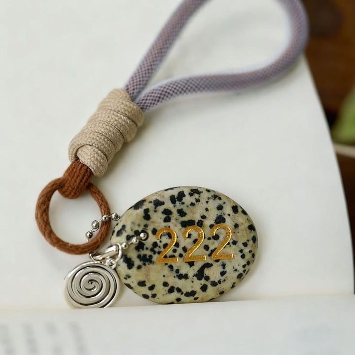 Olivenorma Natural Stone Angel Number Keychain - Dalmatian Jasper - image 6