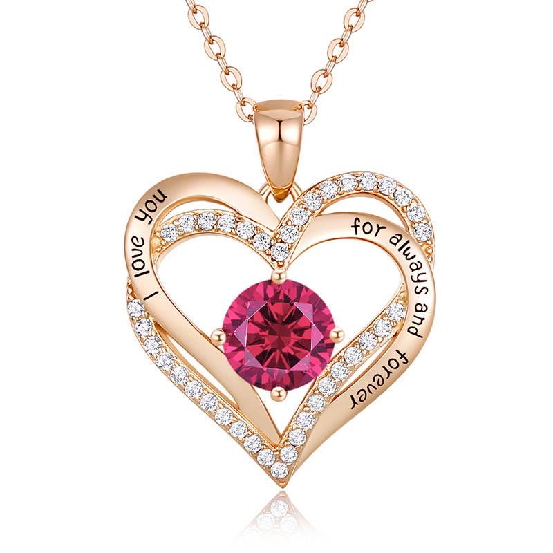 Olivenorma "I Love You Always and Forever" – Forever Love Birthstone Heart Necklace - Rosegold - July - With Birthstone Card - image 35