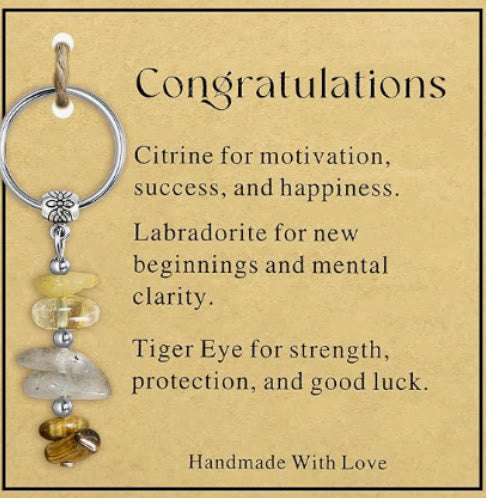 Olivenorma Natural Stone Crystal Beaded Healing Keychain - Chip Stone Style#10 - image 11