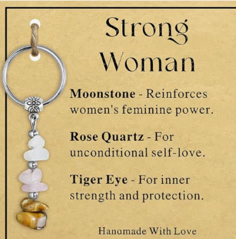 Olivenorma Natural Stone Crystal Beaded Healing Keychain - Chip Stone Style#11 - image 12