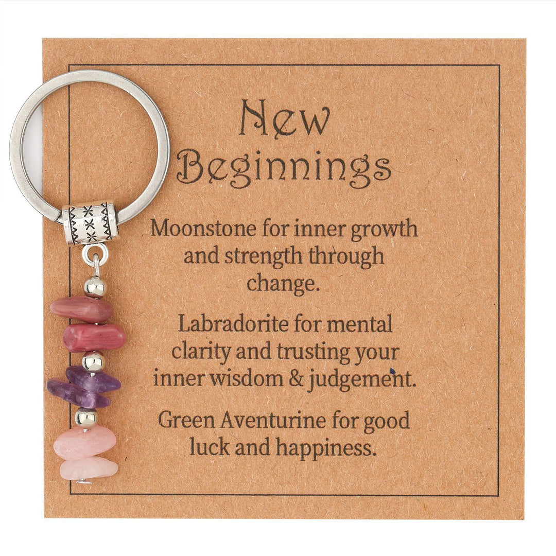 Olivenorma Natural Stone Crystal Beaded Healing Keychain - Chip Stone Style#20 - image 21