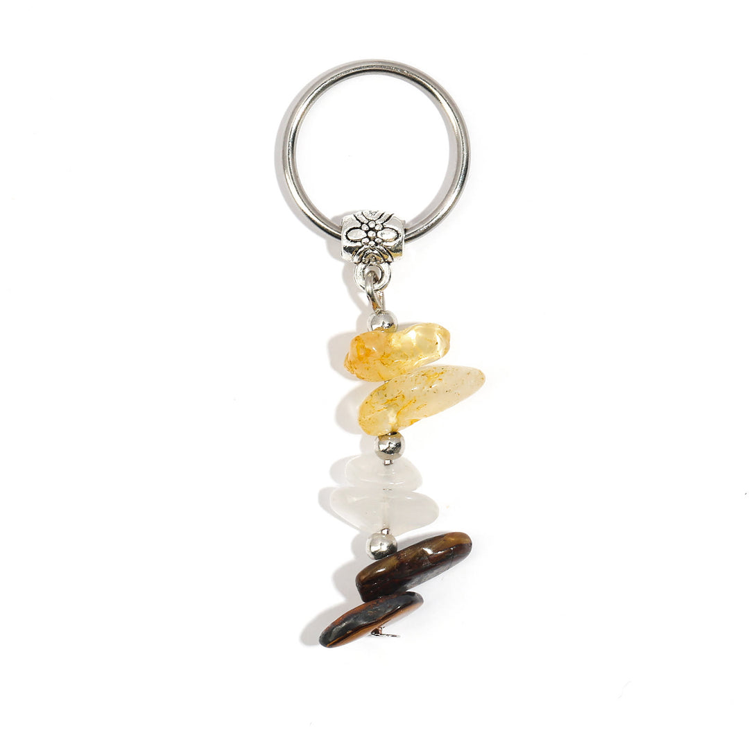 Olivenorma Natural Stone Crystal Beaded Healing Keychain - Chip Stone Style#12 - image 13