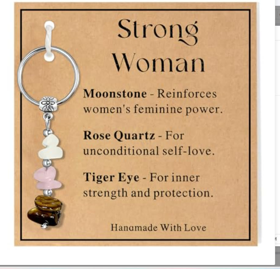 Olivenorma Natural Stone Crystal Beaded Healing Keychain - Chip Stone Style#15 - image 16