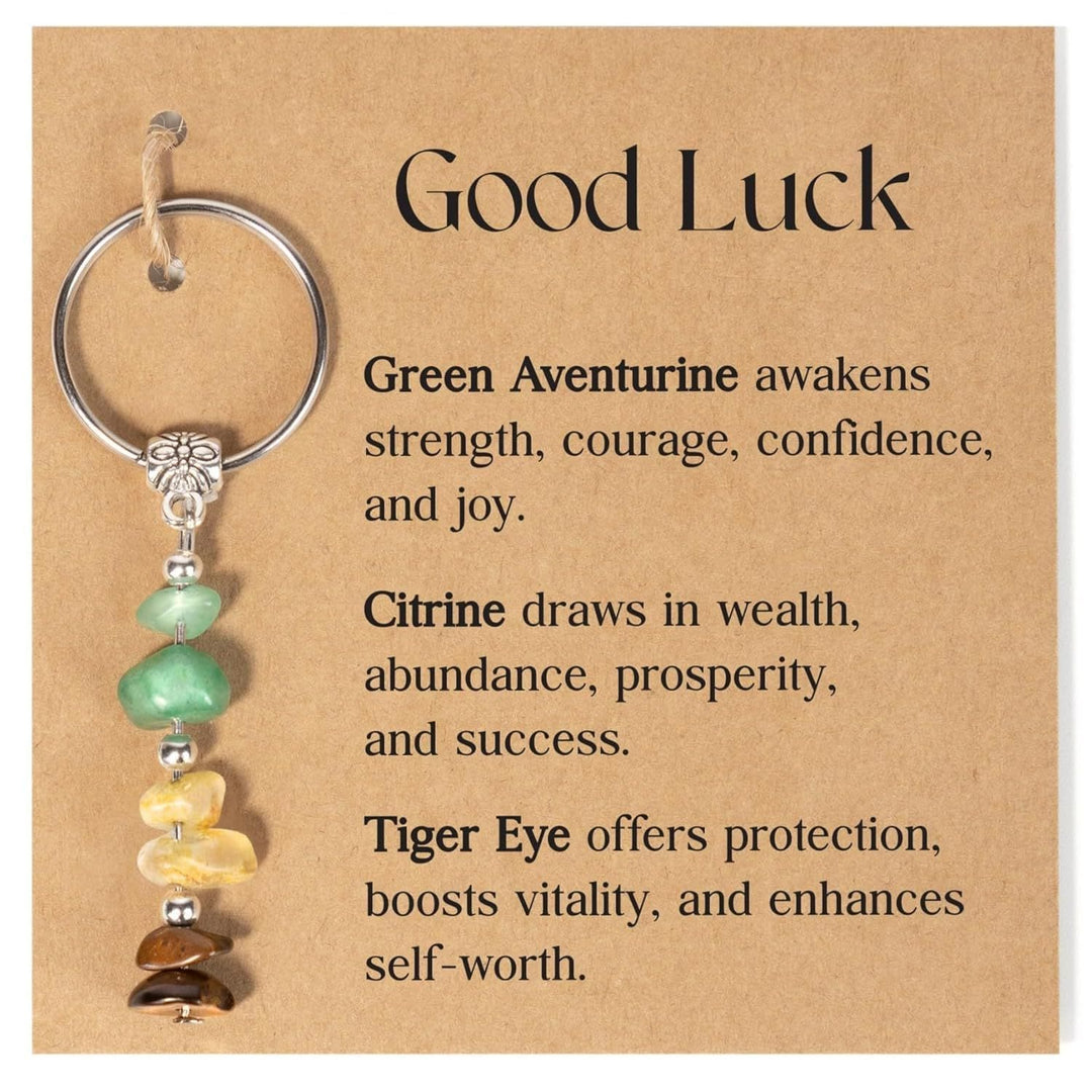 Olivenorma Natural Stone Crystal Beaded Healing Keychain - Chip Stone Style#09 - image 10