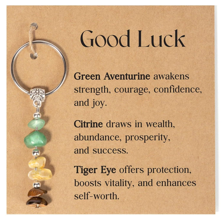 Olivenorma Natural Stone Crystal Beaded Healing Keychain - Chip Stone Style#09 - image 10