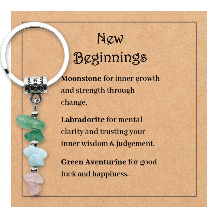 Olivenorma Natural Stone Crystal Beaded Healing Keychain - Chip Stone Style#18 - image 19