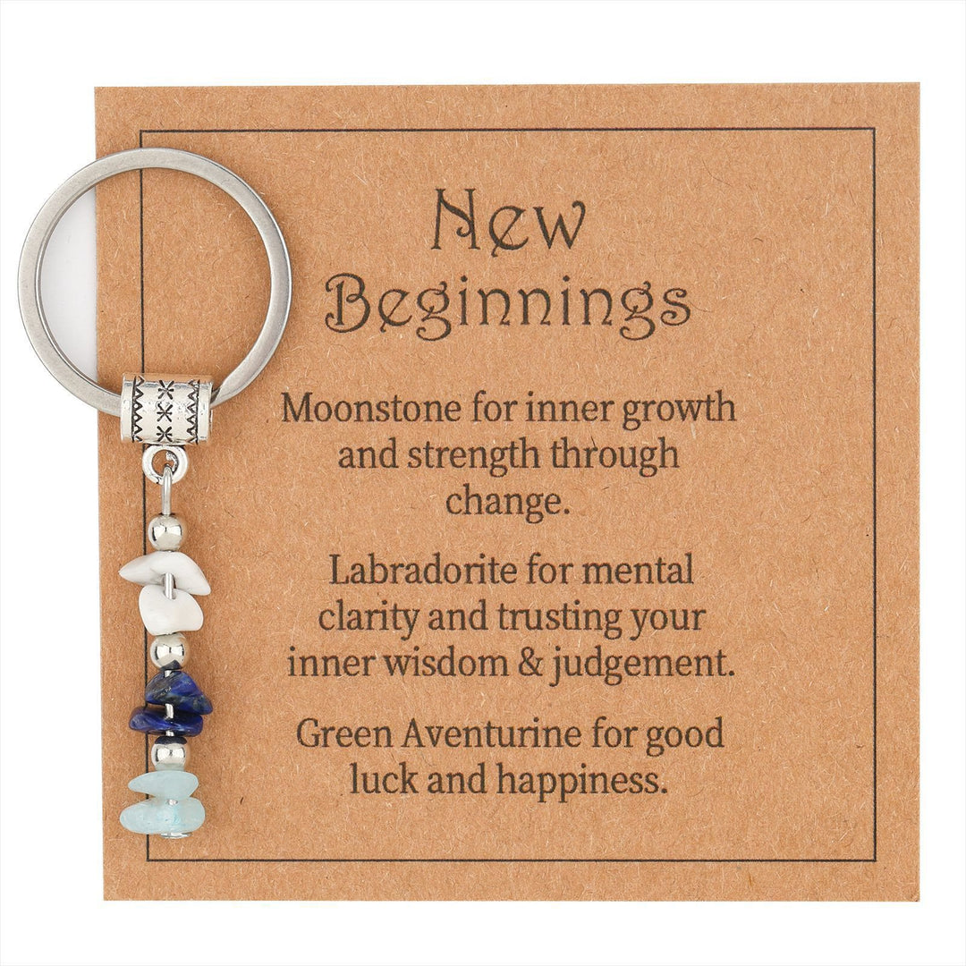 Olivenorma Natural Stone Crystal Beaded Healing Keychain - Chip Stone Style#21 - image 22