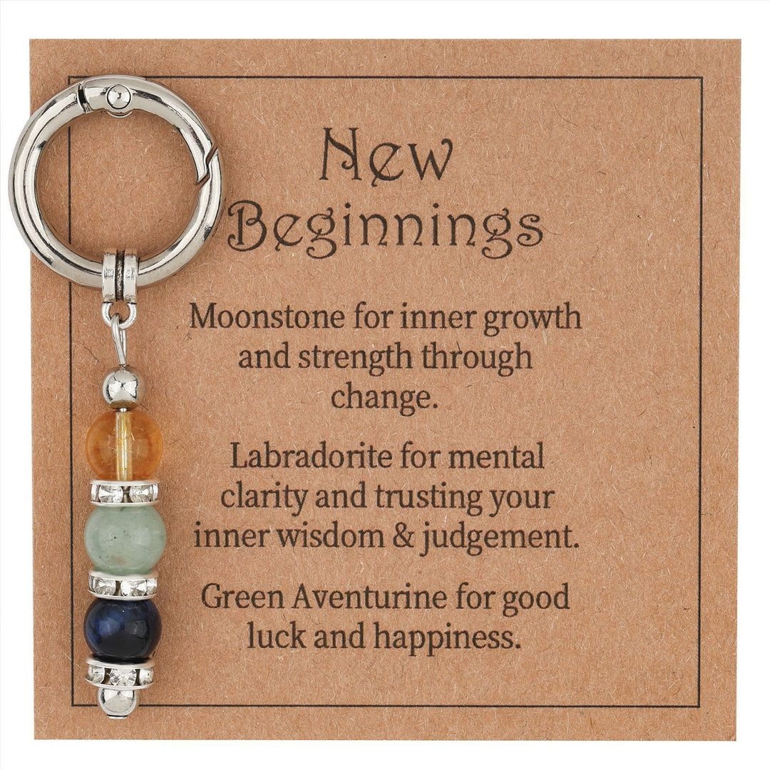 Olivenorma Natural Stone Crystal Beaded Healing Keychain - White Rhinestone Circle#02 - image 1