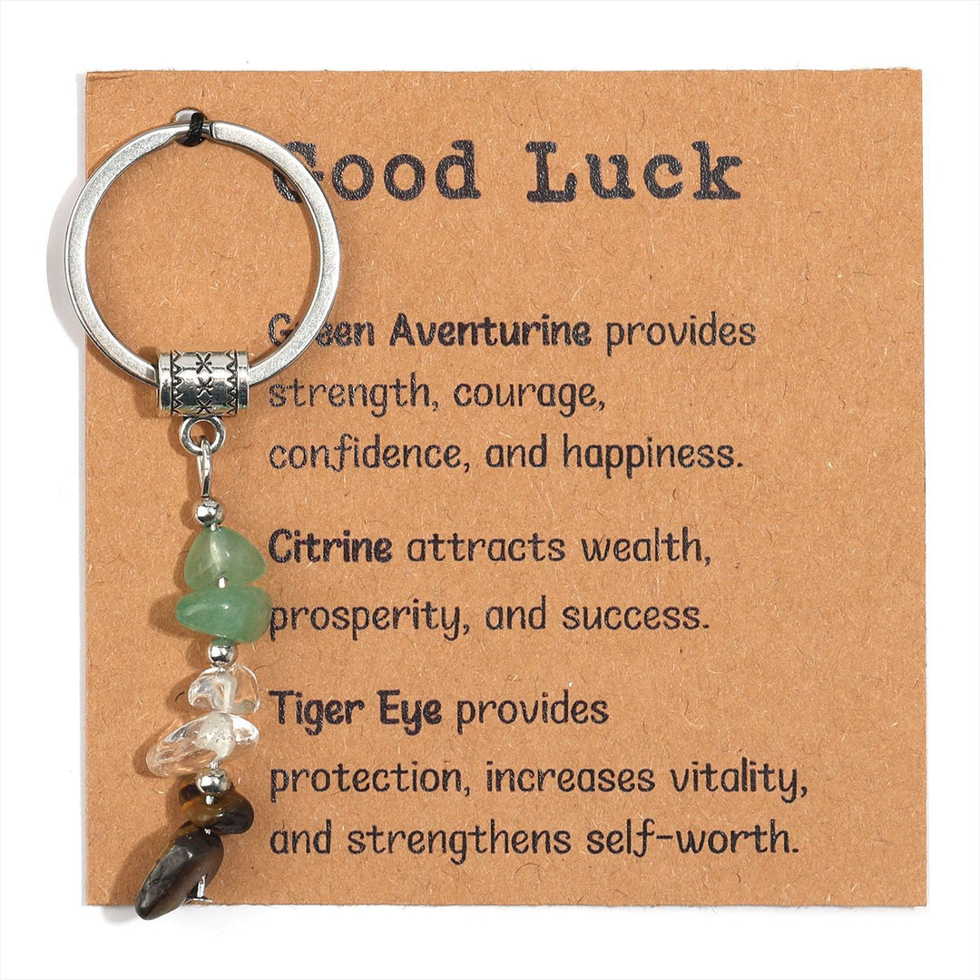 Olivenorma Natural Stone Crystal Beaded Healing Keychain - Chip Stone Style#06 - image 7