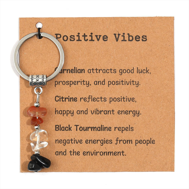 Olivenorma Natural Stone Crystal Beaded Healing Keychain - Chip Stone Style#08 - image 9