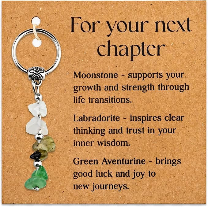 Olivenorma Natural Stone Crystal Beaded Healing Keychain - Chip Stone Style#04 - image 5