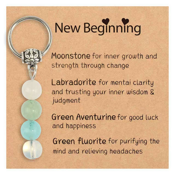 Olivenorma Natural Stone Crystal Beaded Healing Keychain - Chip Stone Style#14 - image 15