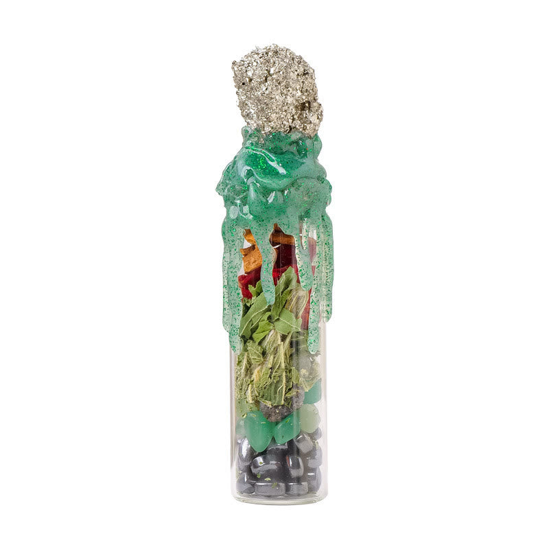 Olivenorma Natural Stone  Wish Bottle Healing Gemstone Decoration - Chalcopyrite & Red Jasper & Green Aventurine & Obsidian - image 2