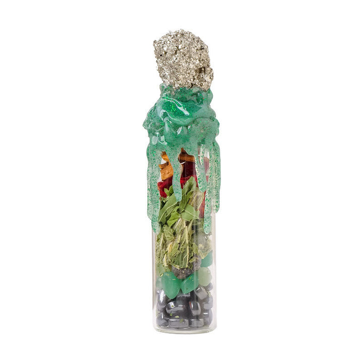 Olivenorma Natural Stone  Wish Bottle Healing Gemstone Decoration - Chalcopyrite & Red Jasper & Green Aventurine & Obsidian - image 2