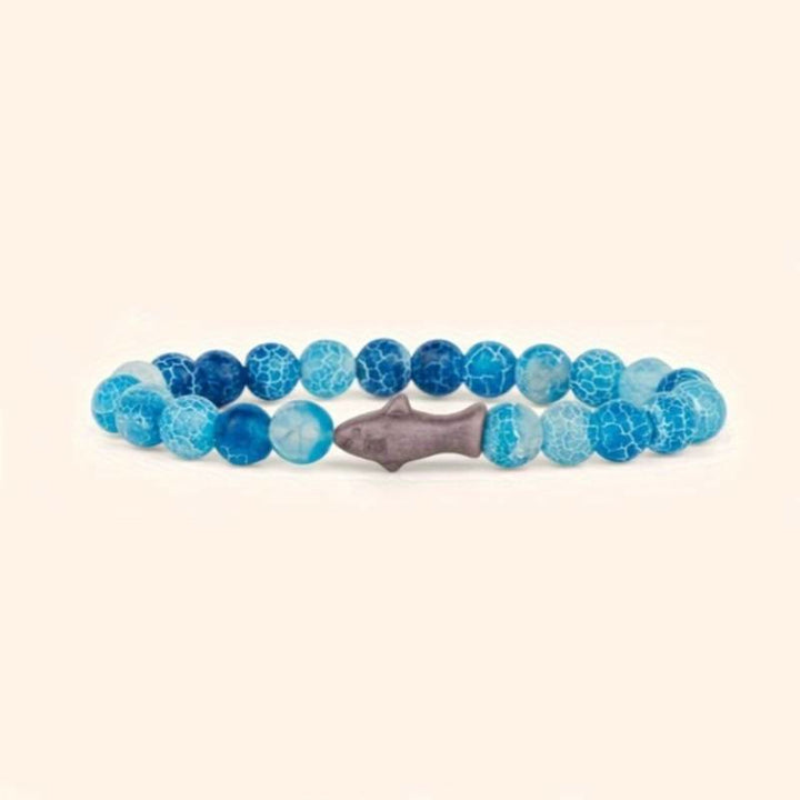 Olivenorma Shark Protection Bracelet with Card - Light Blue Crackle Agate - With Card - image 2