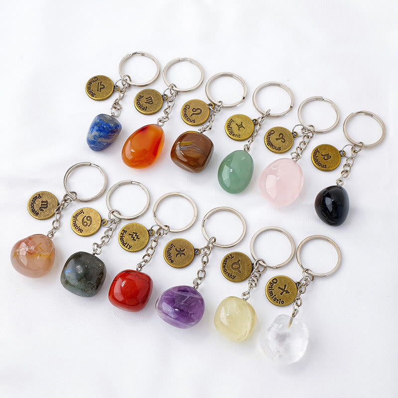 Olivenorma Zodiac Crystal Natural Stone Keychain - image 0