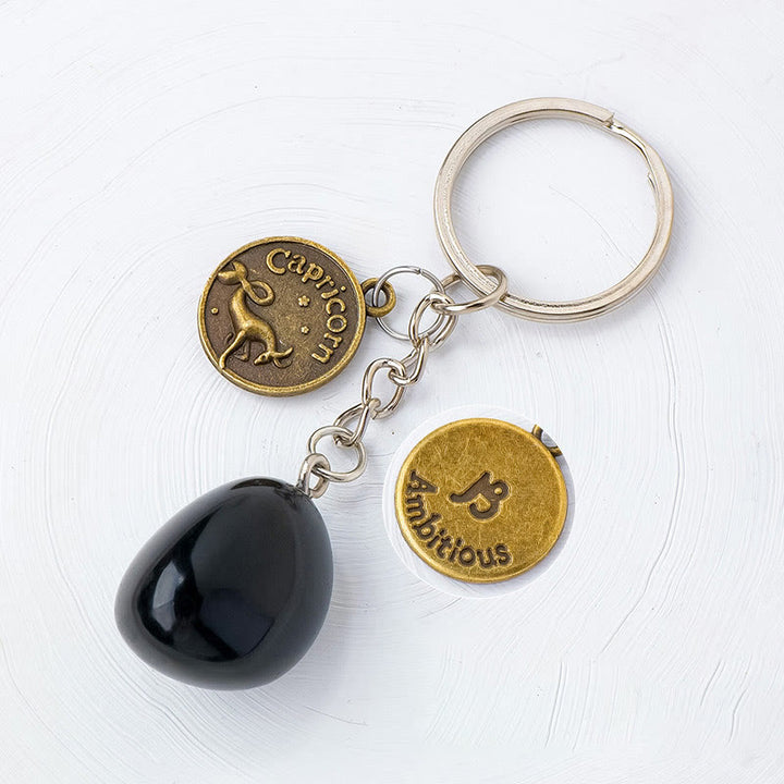 Olivenorma Zodiac Crystal Natural Stone Keychain - Obsidian-Capricorn - Bronze - image 10
