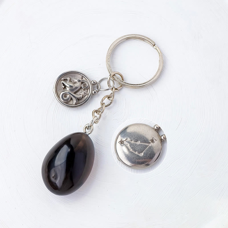 Olivenorma Zodiac Crystal Natural Stone Keychain - Obsidian-Capricorn - Silver - image 11