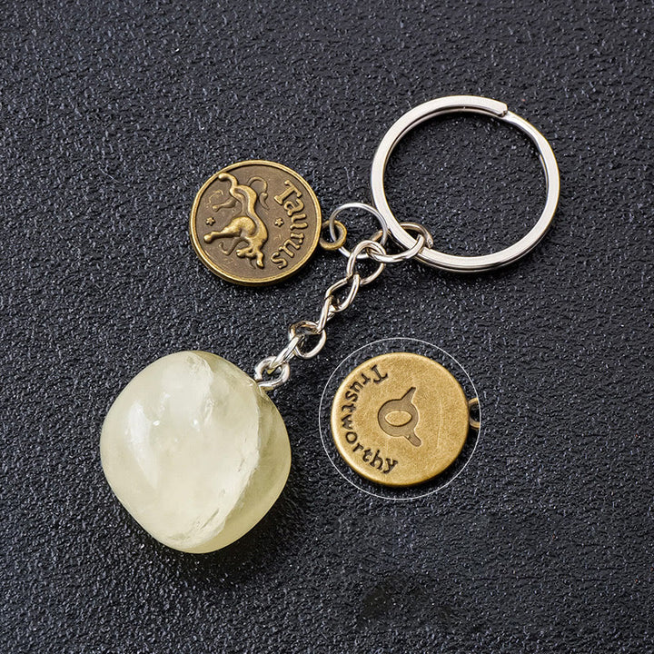 Olivenorma Zodiac Crystal Natural Stone Keychain - Citrine-Taurus - Bronze - image 22