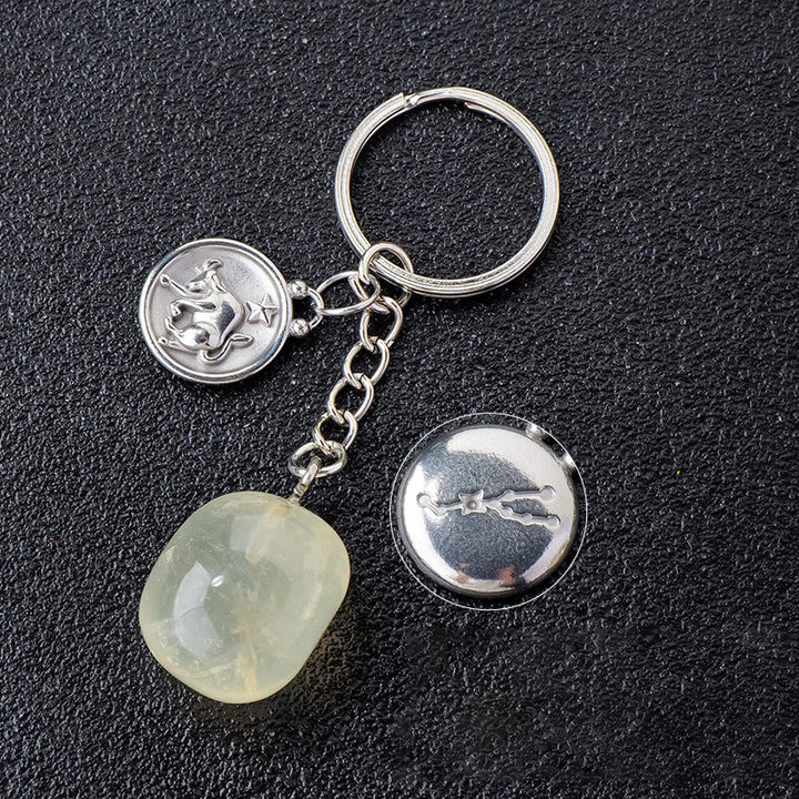 Olivenorma Zodiac Crystal Natural Stone Keychain - Citrine-Taurus - Silver - image 23