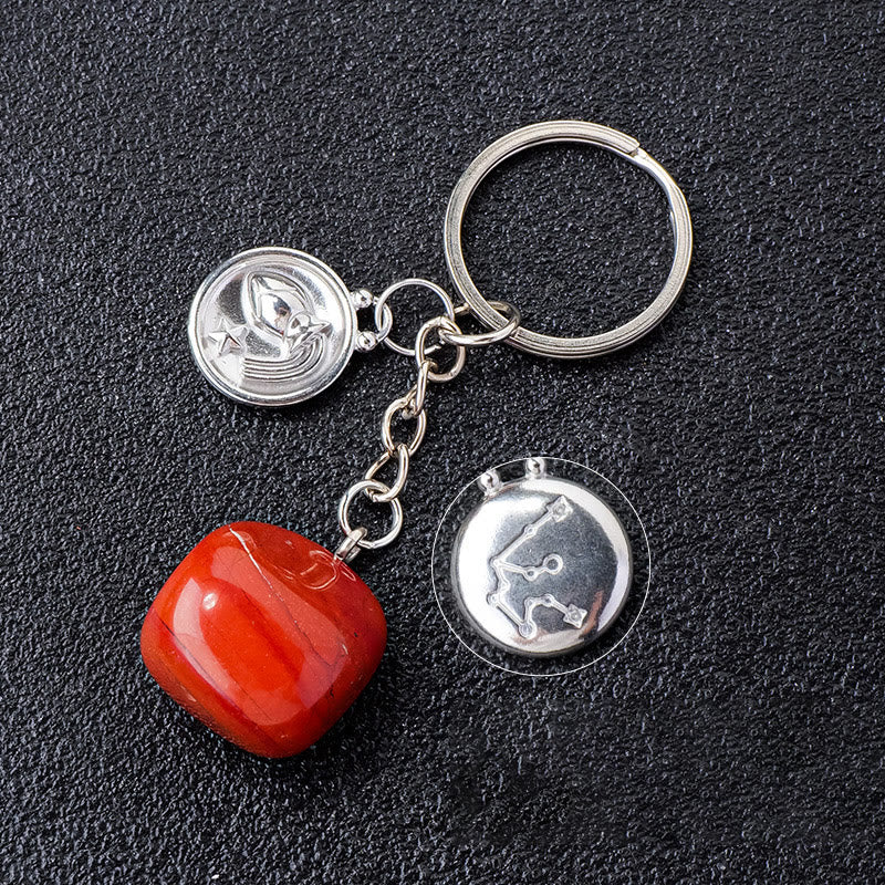 Olivenorma Zodiac Crystal Natural Stone Keychain - Red Jasper-Aquarius - Silver - image 14