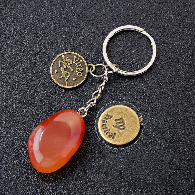 Olivenorma Zodiac Crystal Natural Stone Keychain - Red Agate-Virgo - Bronze - image 16