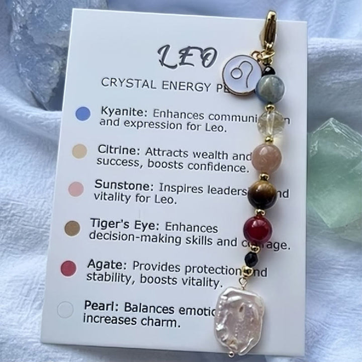 Olivenorma Zodiac Natural Stone Crystal Pendant Keychain  - Leo - image 7