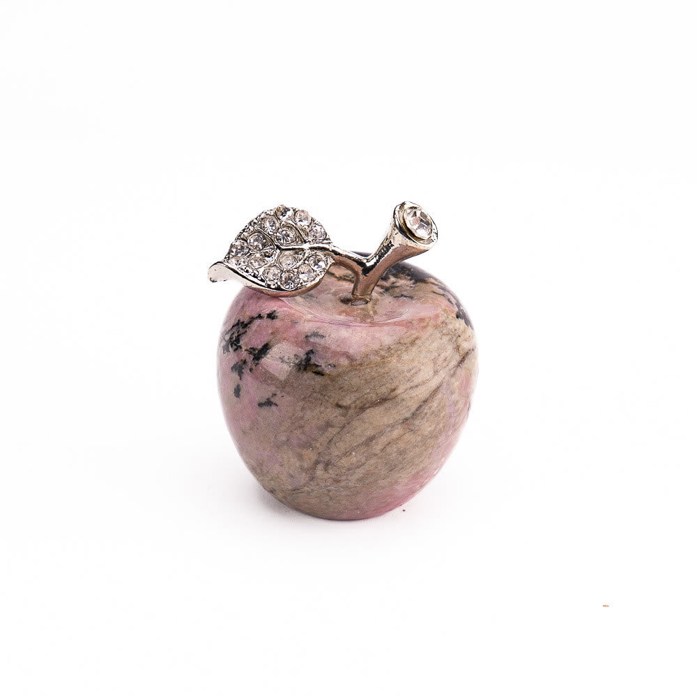 Olivenorma Christmas Eve Natural Stone Apple Carving Gemstone Decoration - Rhodonite - 30*35cm - image 33