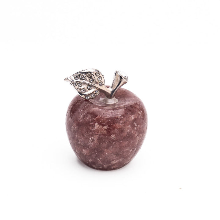 Olivenorma Christmas Eve Natural Stone Apple Carving Gemstone Decoration - Strawberry Quartz - 30*35cm - image 19