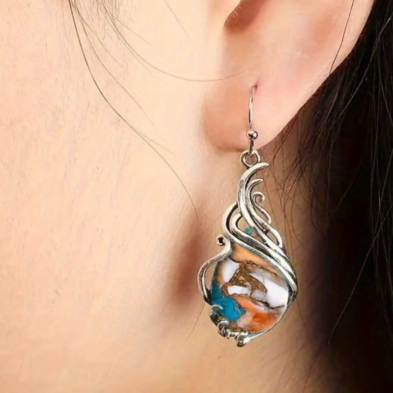 FREE Today: Vintage Gemstone Oyster Turquoise Drop Earrings - image 1