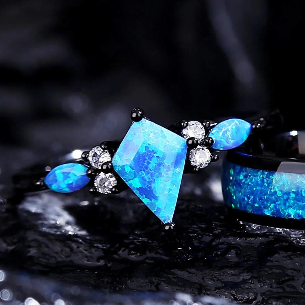 FREE Today: Vintage Kite Cut Synthetic Blue Opal Promise Ring - US 11 - image 0