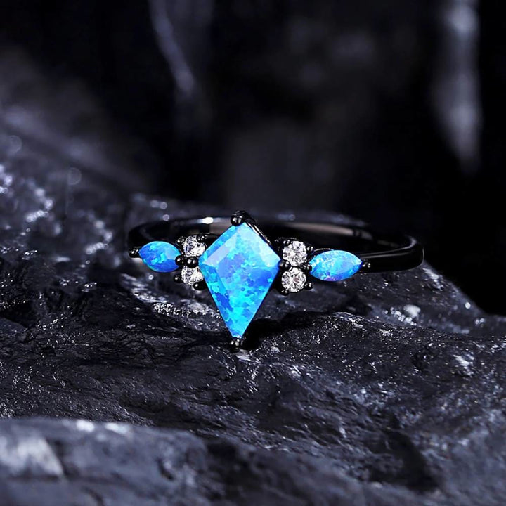 FREE Today: Vintage Kite Cut Synthetic Blue Opal Promise Ring - image 1