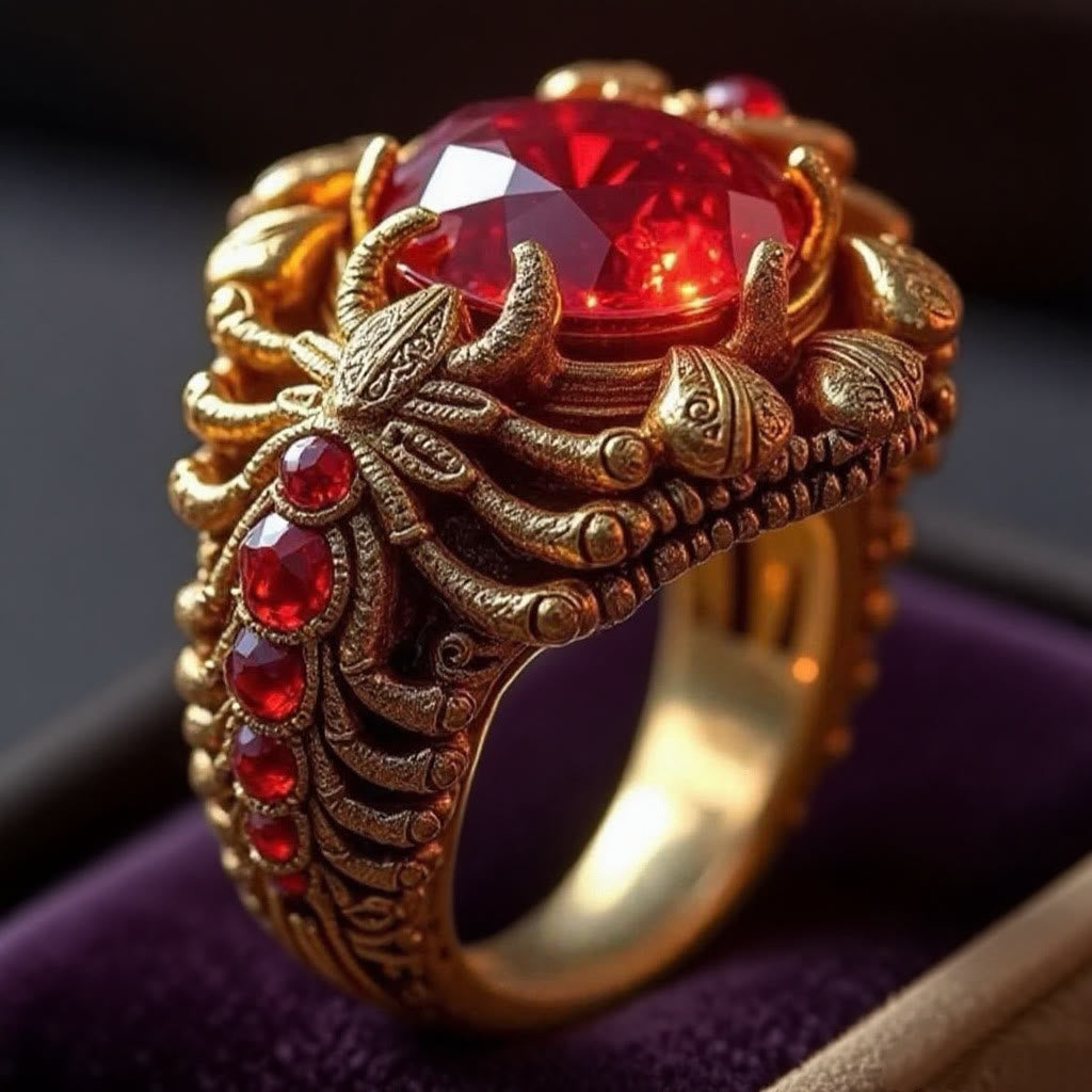 FREE Today: Red Gold Ruby Crystal Scorpion Ring - US 10 - image 0
