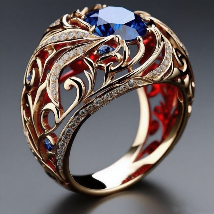 FREE Today: Blue Gold Sapphire Crystal Wave Tone Ring - image 6